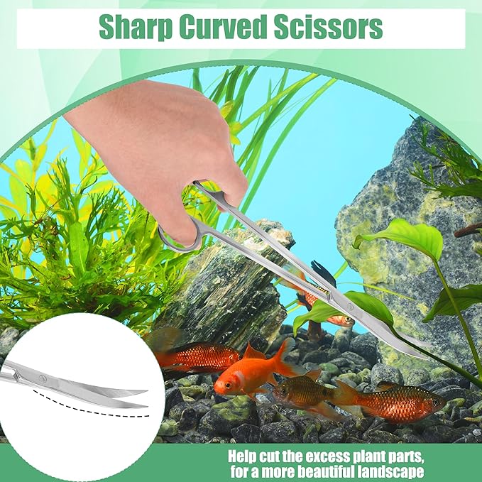 Aquarium Aquascape Tools Kit, 4 in 1 Anti-Rust Aquatic Plant Aquascaping Tool Stainless Steel Black Tweezers Scissors Spatula for Aquarium Tank Clean Fish Tank Aquascape Accessories Set-PawvioPets