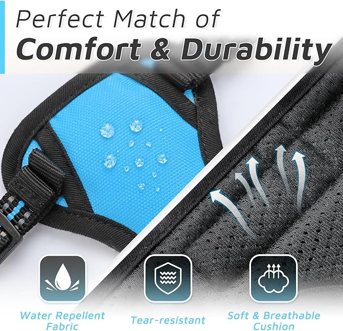 Eagloo Small Dog Harness No Pull, Service Vest with Reflective Strips and Control Handle, Adjustable and Comfortable for Walking, No Choke Pet Harness with 2 Metal Rings, Sky Blue, XS-PawvioPets