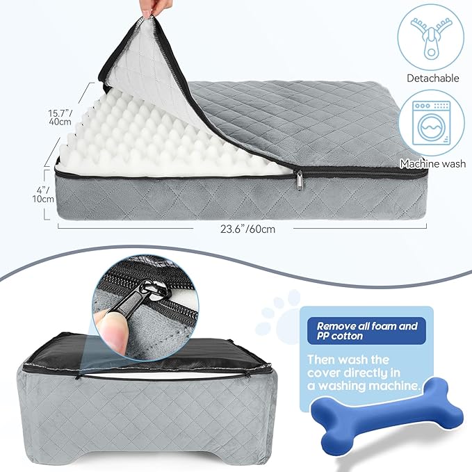 Dog Car Seat for Medium/Large Dogs, Dog Booster Seat for Pet Under 50lbs or 2 Small, Detachable and Washable Pet Car Seat,Multi-Functional Pet Travel Bed for Backseat(Grey)-PawvioPets