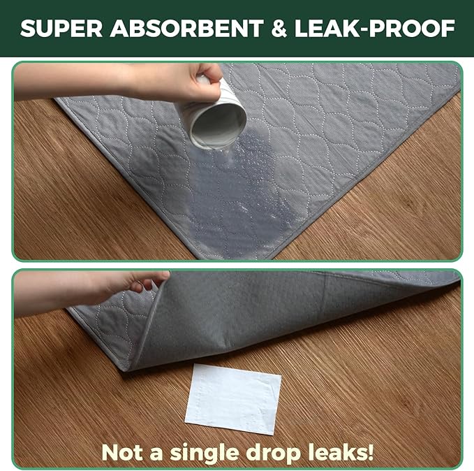 FXW Washable Pee Pads for Dogs, Puppy Pads with Super Absorbent, Specifically Designed for Potty Training, 35" Square, Gray, 2 Packs-PawvioPets