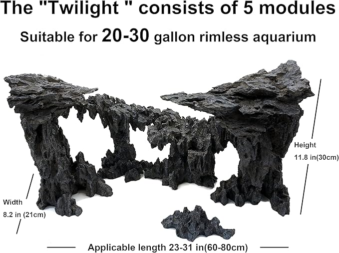 Fish Tank Decor Rocks.Aquarium Decoration Model.Easy and Quick Solution for Aquascaping.(Twilight)-PawvioPets