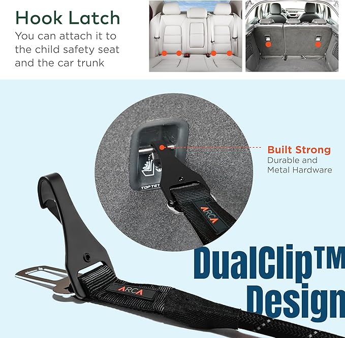 Dog Seat Belt for Car | Universal Dog Car Seatbelt | Durable Reflective Rope with Clip Hook Latch, Buckle and Carabiner- Safe and Secure Pet Safety Restraint (Army Green)-PawvioPets