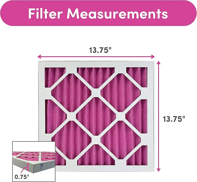 Colorfil 14x14x1 Air Filter (4-Pack) | Made in the USA | Color Changing | Remove Cat and Dog Odor | MERV 8 for Pet Hair Dander and Dust | 13.75"x13.75"x0.75" Exact Size-PawvioPets