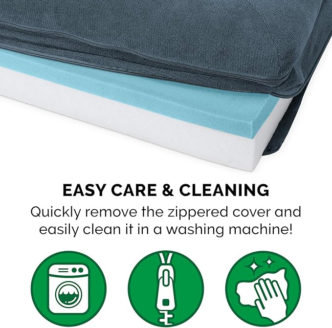 Furhaven Cooling Gel Dog Bed for Large Dogs w/ Removable Bolsters & Washable Cover, For Dogs Up to 125 lbs - Sherpa & Chenille Sofa - Orion Blue, Jumbo Plus/XXL-PawvioPets