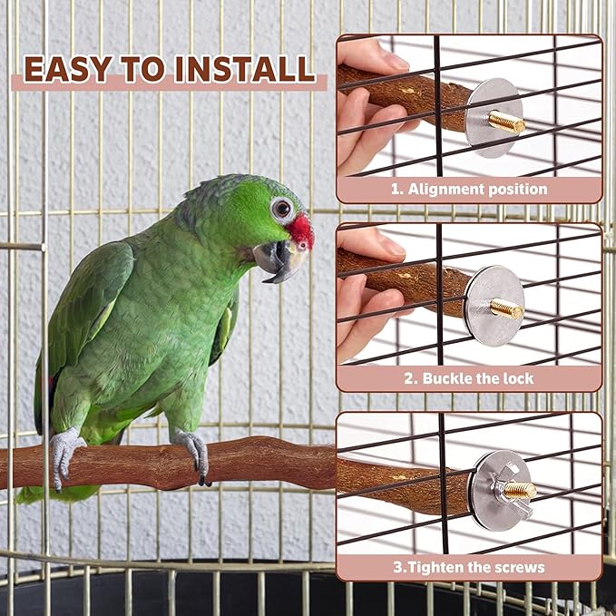 5PCS Bird Perch Stand Natural Wooden Parrot Stand Branch,3 Grape Wood Perch,2 Platform,Paw Grinding Fork Parakeet Chewing Stick Exercise Training Branches for Cockatiels,Small Birds-PawvioPets