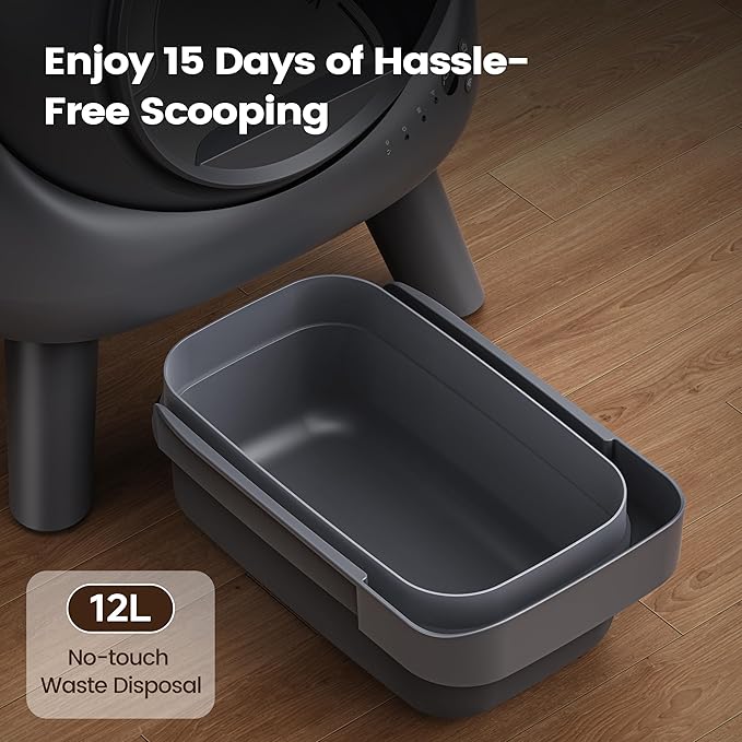 Automatic Cat Litter Box for Cats, Self Cleaning Litter Box, 65L Robot with APP Control, Safety Protection, 1 Roll Garbage Bags-PawvioPets