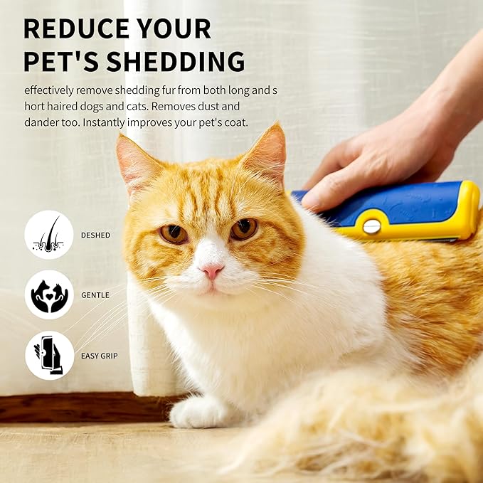 Dog Brush for Shedding, Deshedding Grooming Tool for Dogs & Cats, Pet Hair Remover, Cat Deshedding Comb, Professional Grooming Tool, Easy to Clean, Pet Grooming Brush for Dogs and Cats-PawvioPets