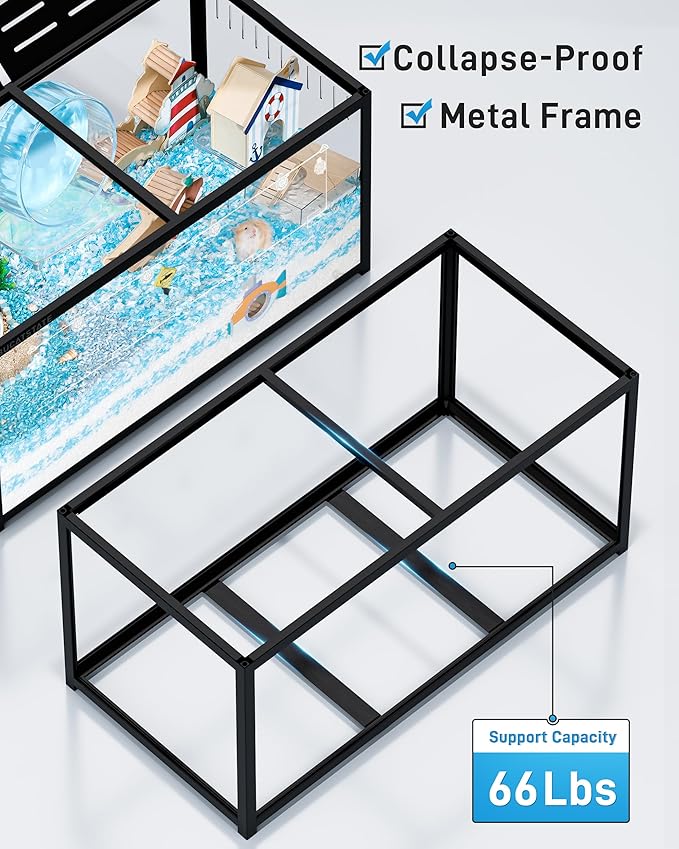 BUCATSTATE Hamster Cage Metal 3.0 - Chewproof Large Rat Cage Stackable with Top Access Easy Assemble 47L x 23.6W x 25.5H Inches Dwarf Syrian Hamster Tank for Gerbil Mouse (7.75 ft², Black)-PawvioPets