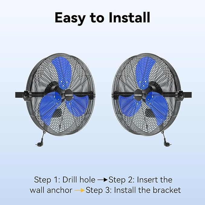 18 Inch Wall Fan Pro Series - 4900 CFM 3 Speed High Velocity Industrial Wall Mount Fans for Commercial, Residential, Warehouse, Covered Patio, Shop, Garage, Barn, Gazebo UL Safety Listed-PawvioPets