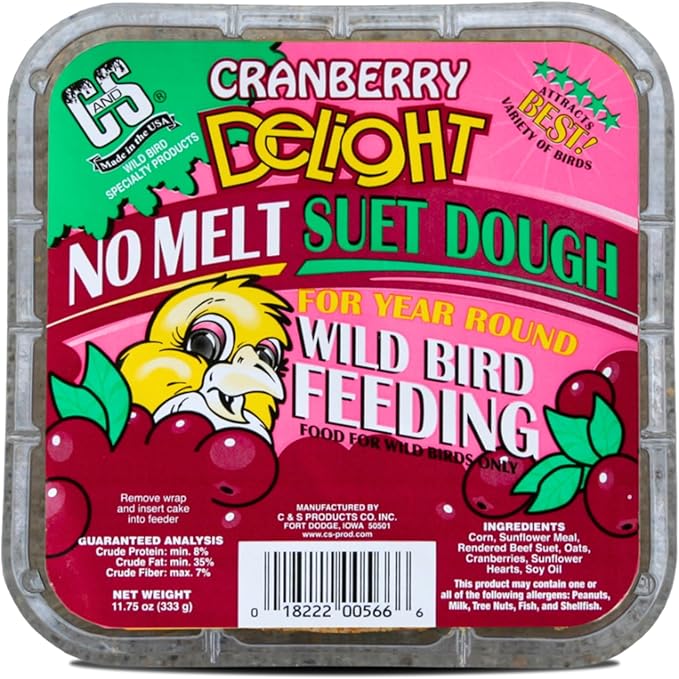 C&S Cranberry Delight No Melt Suet Dough 11.75 Ounces 8 Pack-PawvioPets