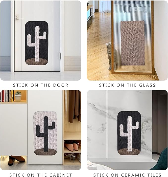 4 Pcs Cat Scratcher Wall Mounted Scratch Pad +Cat Scratcher Box Door Cat Nail File Scratcher for Wall Modern Cute Cardboard Vertical Cat Scratching Post, Furniture Protector-PawvioPets