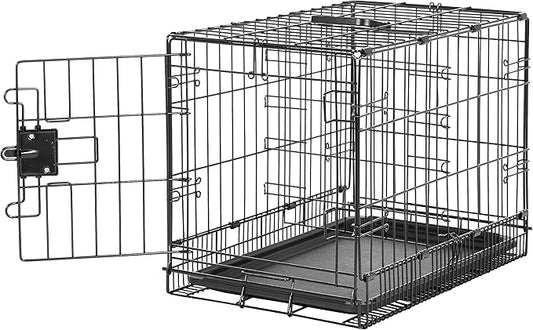 Amazon Basics Durable, Foldable Metal Wire Pet Crate with Tray, Portable and Sturdy for Travel, Single Door, Divider Panel, Perfect Size for Small Dogs, 22 x 13 x 16 in, Black-PawvioPets