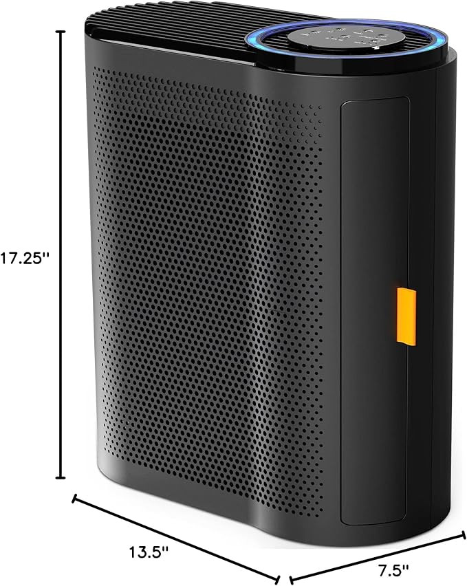 AROEVE Air Purifiers for Home Bedroom, Covers Up to 1095 ft², 3-in-1 Filter Sleep Mode, Air Quality Indicator Ring, Remove Dust Smoke Odor Pollen Allergies Pet Hair for Dorm Room, Office, MK04, Black-PawvioPets