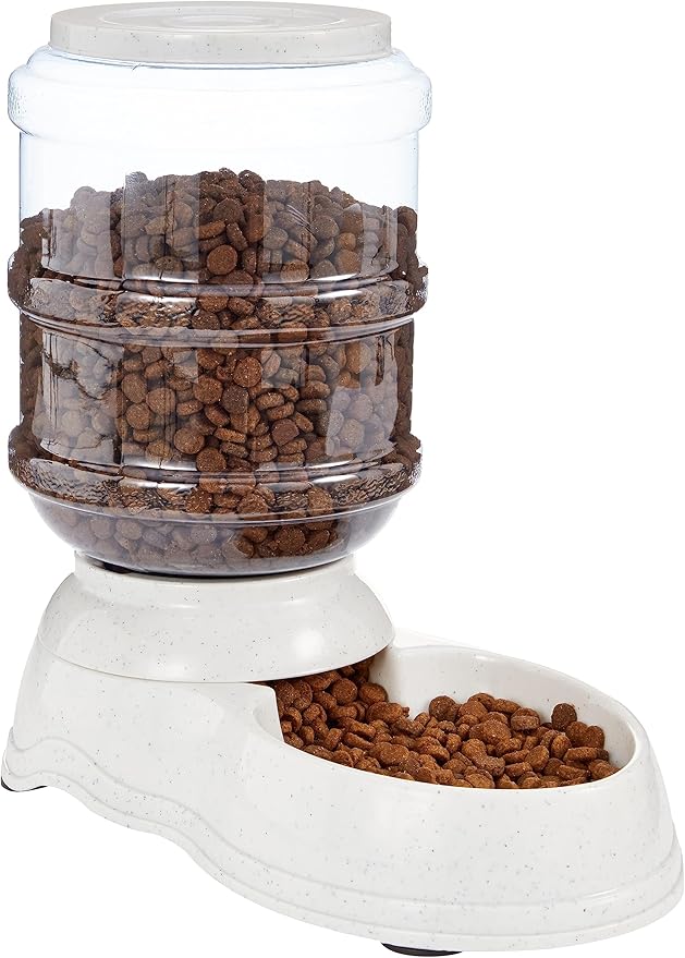Amazon Basics Gravity Pet Food Feeder for Dogs and Cats, Small, 6-Pound Capacity, Gray-PawvioPets
