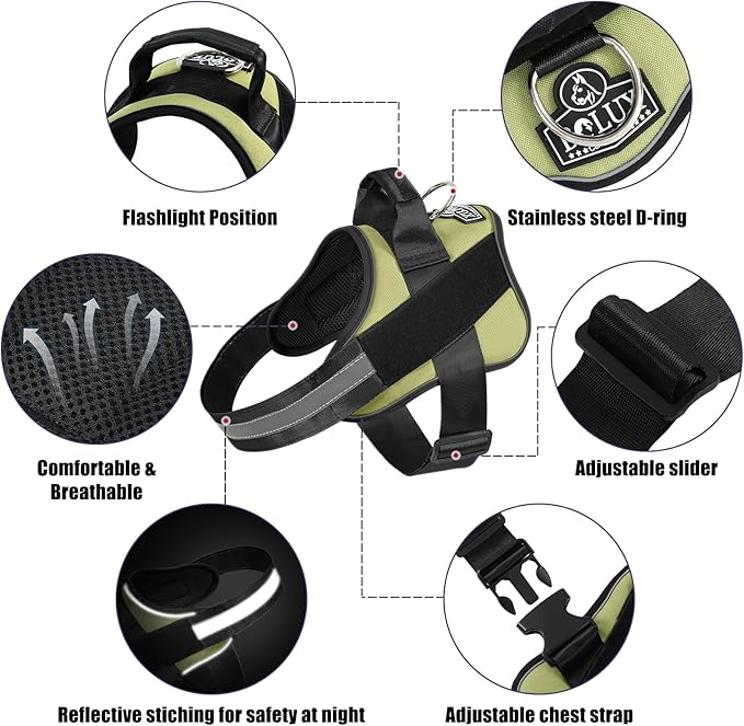 Bolux Dog Harness, No-Pull Reflective Dog Vest, Breathable Adjustable Pet Harness with Handle for Outdoor Walking - No More Pulling, Tugging or Choking-PawvioPets