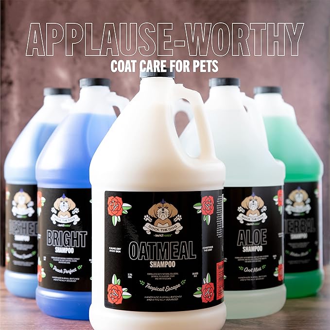 Bark2Basics Rock The Dog Herbal Pet Shampoo, 1 Gallon - Naturally Derived Ingredients, Unique Herbal Blend, Protects, Repairs, and Nourishes, Professional Grade-PawvioPets