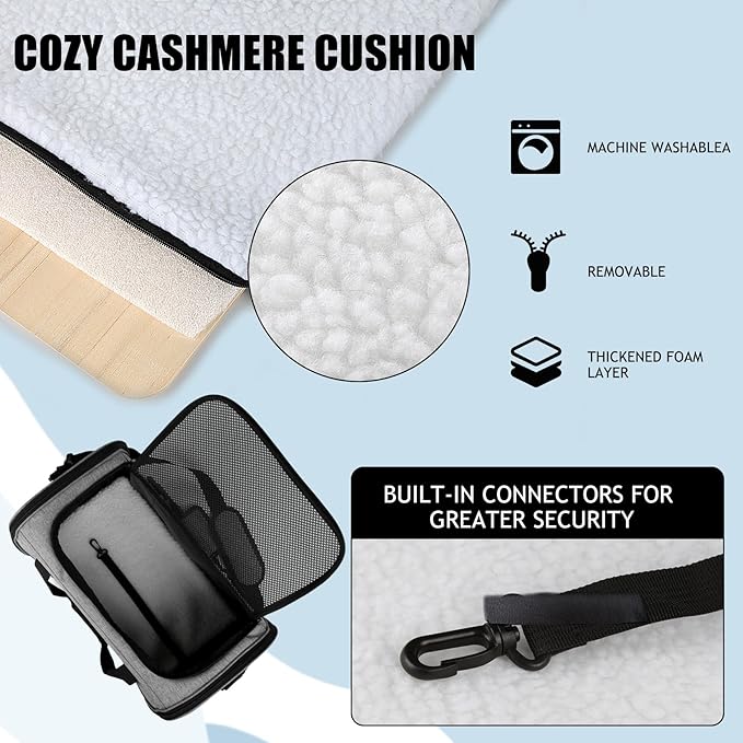 Carriers Soft-Sided Pet Carrier Case for Small Medium Cats Dogs Puppy Under 15 lbs,Airline Approved Cat Carrier with 4 Ventilated Windows (Medium,Grey&Black)-PawvioPets