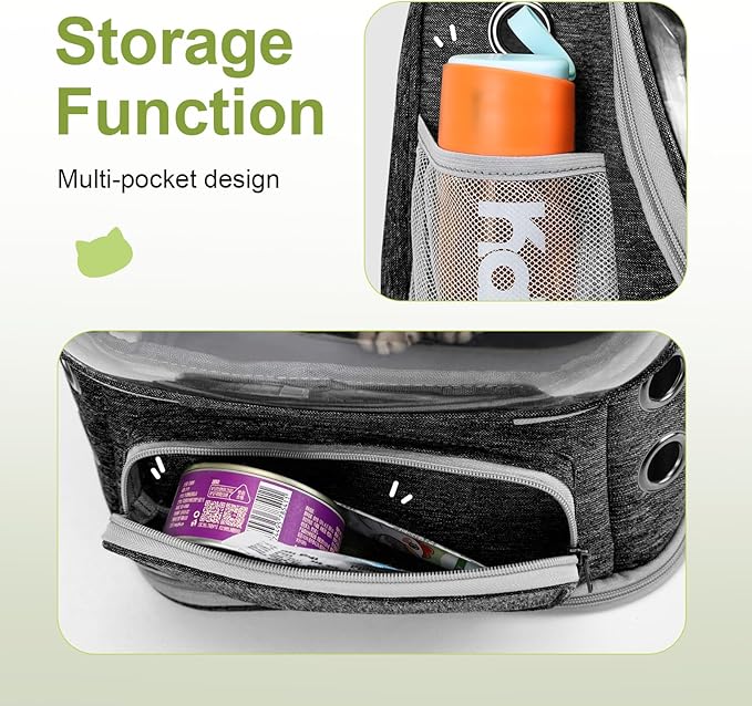 Expandable Cat Backpack,Cat Bubble Backpack Carrier for Carrying Cats, Pets and Small Dogs,Airline-Approved,Designed for Travel, Hiking, Walking,Car （Black-PawvioPets