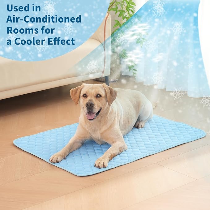 Dog Cooling Mat, No Need to Freeze Or Refrigerate This Cool Pet Pad Cat Mats- Keep Your Pet Cool, Machine Washable. (59" x 39" (XXL), Blue)-PawvioPets