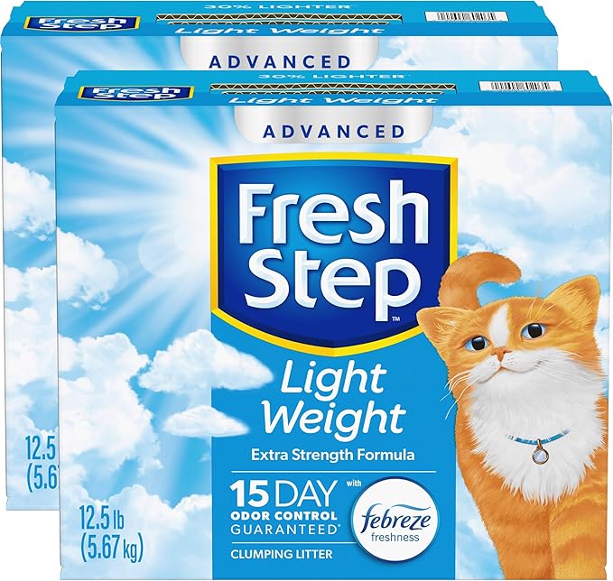 Fresh Step Light Weight Advanced Extreme Cat Litter with Febreze Freshness, Extra Strength Formula Clumping Litter, 25 lbs. (2 x 12.5 lb. Box)-PawvioPets