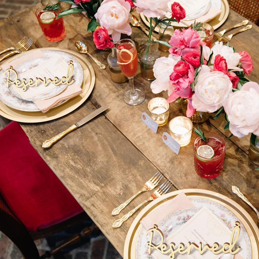 12 Pcs Reserved Seating Signs for Wedding Chairs Hanging Wooden Rustic Reserved Row Signs with Rope Wooden Tag for Wedding Church Pews Restaurant(Wood)