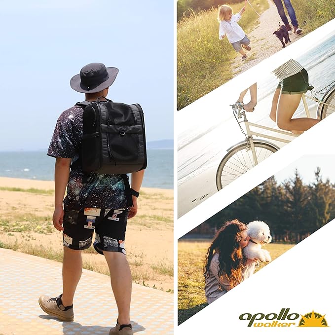 Apollo Walker Dog & Cat Carrier Backpack for 4-15lb Pets - Ventilated Safe Design with Padded Back Support, Breathable Mesh Pet Backpack for Hiking, Travel, Outdoor (Black)-PawvioPets