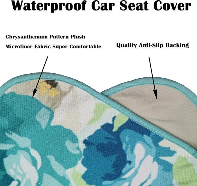 Car Seat Cover Protector Front Seats,for Gym Workout,Running,Swimming,Beach and Hiking,Waterproof Sweat Towel Bucket Seat Covers for Cars SUV Trucks (Chrysanthemum, 2Pcs)-PawvioPets