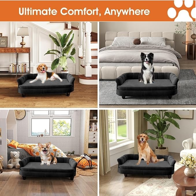 Dog Couch Sofa Bed, Comfortable Pet Sofa for Large and Medium Dogs, Soft Velvet Cushion, Durable Dog Furniture for Living Room-PawvioPets
