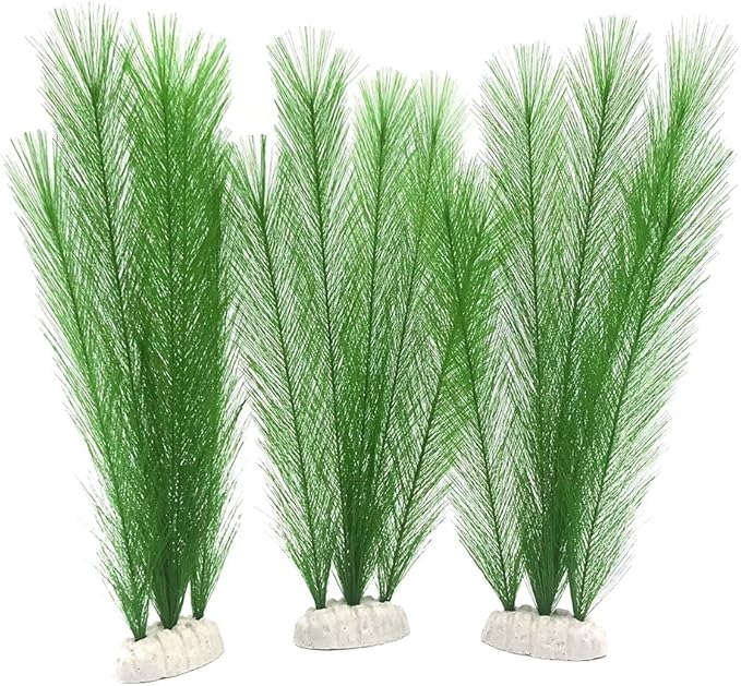 BEGONDIS Aquarium Decorations 3Pcs Fish Tank Artificial Green Water Plants Made of Silk Fabrics Plastic-PawvioPets