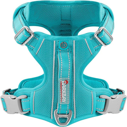 BARKBAY Dog Harness No Pull with ID Tag Pocket - Heavy Duty, Reflective, Easy Control for Large Dogs(Ocean Blue,L)-PawvioPets