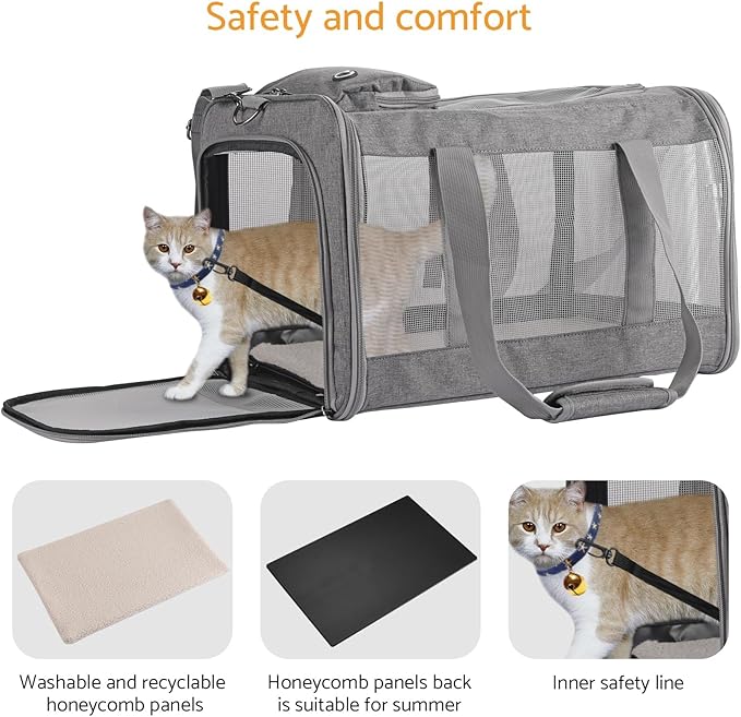 Airline-Approved Pet Carrier Cat Carrier Dog Carrier - Stylish Lightweight, Handheld & Crossbody, Honeycomb Support, Anti-Escape Design for Travel, Walks & Daily Outings-PawvioPets