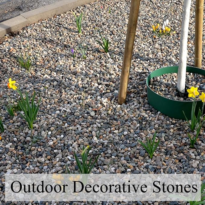 20 lbs Pea Gravel Pebbles for Indoor Plants, 2/5 Inch Mixed Color River Rocks for Aquarium, Succulent, Vase, Bonsai, Garden, Plant Soil Cover and Outdoor Landscaping Rocks-PawvioPets