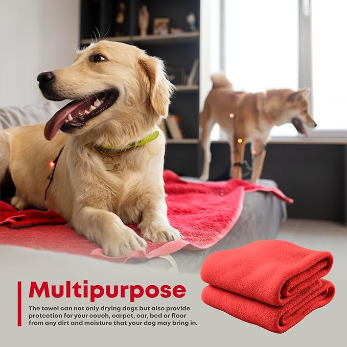 Extra Large Dog Towel Soft Absorbent Bath Pet Towels for Drying Dogs, Elastic Terry Microfiber Soft Towel, Machine Washable, Quick Dry, Multipurpose (L, XL, 2XL) (Green, L)-PawvioPets