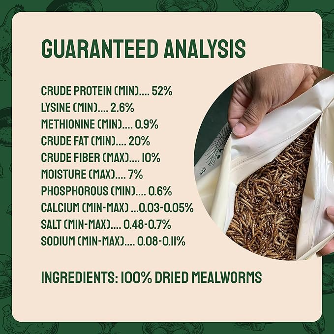 Dried Mealworms - 2 Lb Bag - High Protein Chicken Feed, Mealworms for Birds & Chickens - Meal Worms for Wild Birds & Turtles-PawvioPets