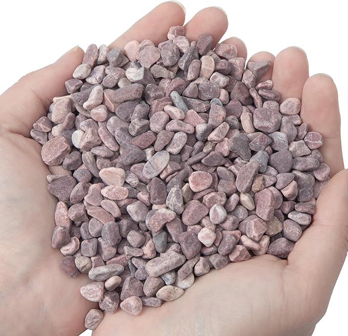 2lb Succulent and Cactus Gravel Pebbles 1/5-3/8 Inch Natural Decorative Polished Stones River Rocks for Plants, Vases, Aquariums, Terrarium and Outdoor Gardening, Rouge Red Color-PawvioPets