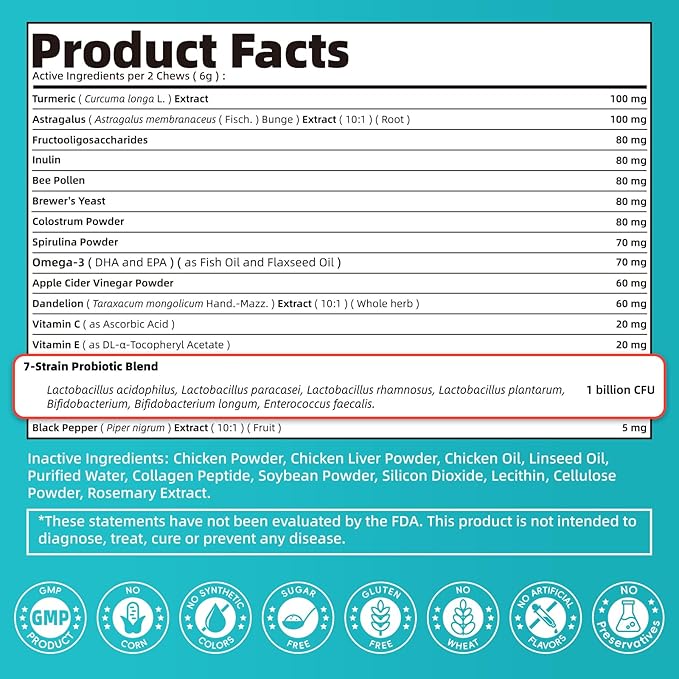 Dog Skin & Allergy Chews - Dog Probiotics for Sensitive Skin Health Support - Allergy Relief - Support Seasonal Allergies, Immune & Gut & Digestive Health Supplement - Chicken Flavor - 90 Count-PawvioPets