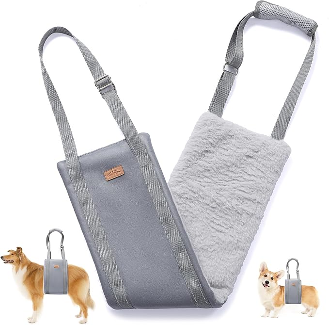 Dog Lift Harness for Small Dogs, Adjustable Dog Sling for Back Legs, Hip Support Harness to Help Lift Dogs Rear for Canine Aid and Old K9 Cruciate Ligament Rehabilitation - Small, Grey-PawvioPets