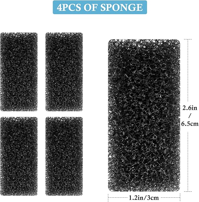 FEDOUR 4PCS Replacement Aquarium Biochemical Sponge for 3W Aquarium Filter, Aquarium Filter Sponges for Replacement (Sponge 4pcs for 3W)-PawvioPets