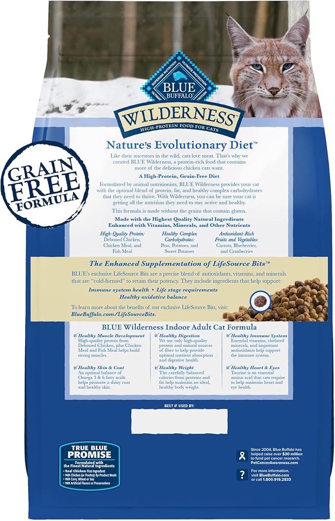 Blue Buffalo Wilderness High Protein, Natural Adult Indoor Dry Cat Food, Chicken 15-lb-PawvioPets