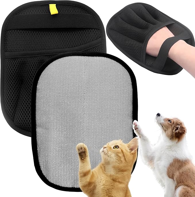 2 PCS Pet Hair Remover Glove Reusable cat and Dog Hair Remover Static dehairing Gloves for Sofas, Furniture, Carpets, car Seats, pet Grooming cat and Dog dehairing Tools-PawvioPets