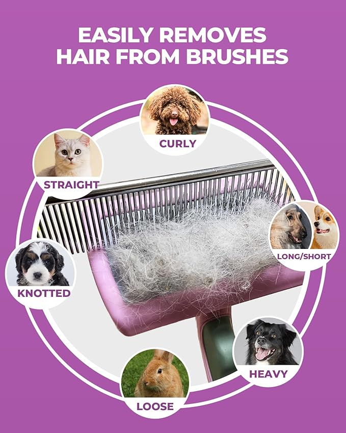 Dog Brush for Shedding Grooming,6 Pack Long-Pin Brush Set for Long Haired Dog Cat Goldendoodles Poodles Doodles Purple-PawvioPets