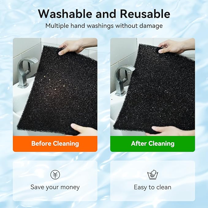 Aquarium Filter Sponge Pad, Filter Media Foam Sponges, Filter Accessories for Fish Tanks and Ponds (18.5"x18.5"x0.8", 35PPI, 2 Pack)-PawvioPets