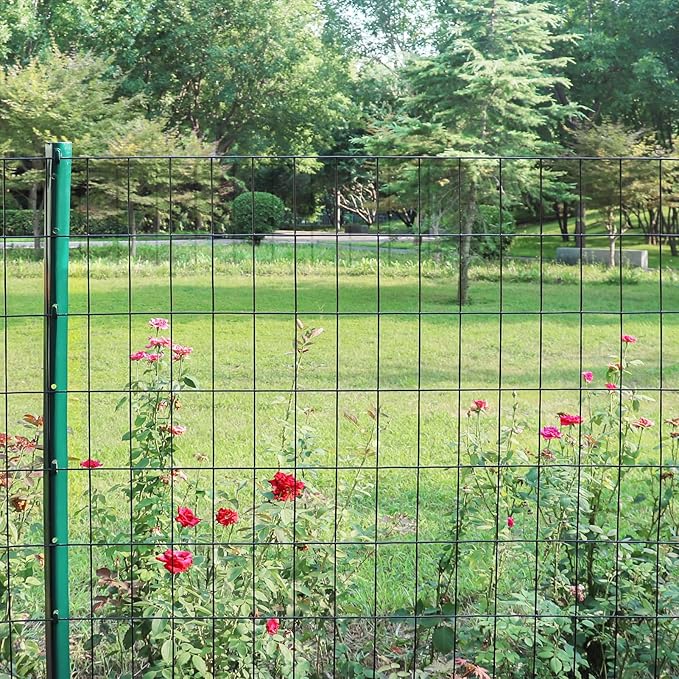 Black PVC Coated Welded Wire Fence 24 Inch x 50 Foot, 2 Inch x 4 Inch 15GA, Garden Border Fencing Roll Vinyl Coating Metal Wire Mesh Hardware Cloth for Yard Vegetable Plant Protection-PawvioPets
