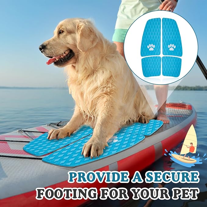 Dog Traction Pad Dog Paddle Board Kayak Accessories 21.2 x 15.3 Inch Non Slip Deck Grip Mat Surfboard Traction Good Grip EVA Foams for SUP Skimboard Paddleboard Surfboard-PawvioPets