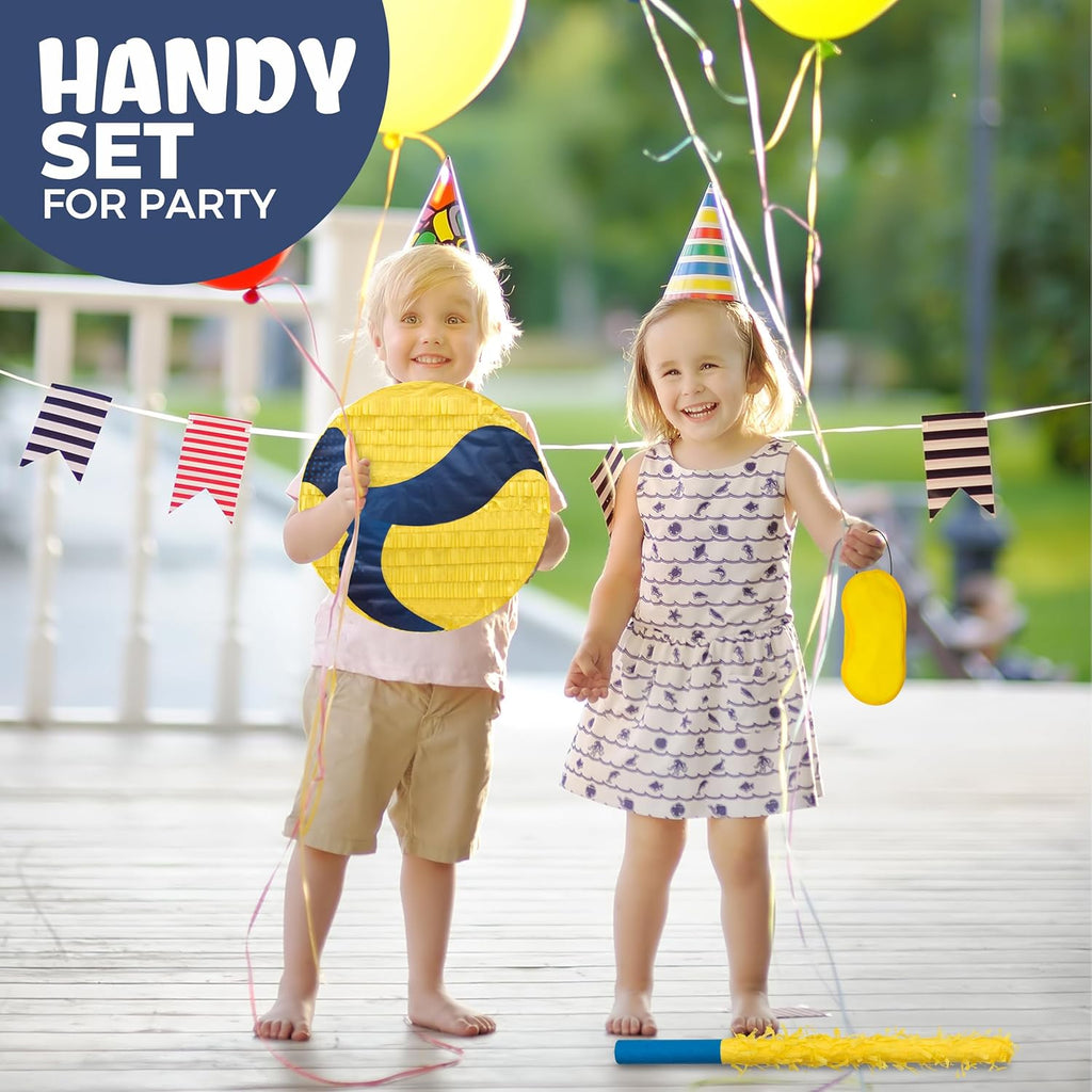 Volleyball Pinatas Bundle with a Blindfold and Bat (13"x13"x4"), Volleyball Pinatas for Birthday Party Boys, Perfect for Birthday Party, Sport Theme Party, Decoration