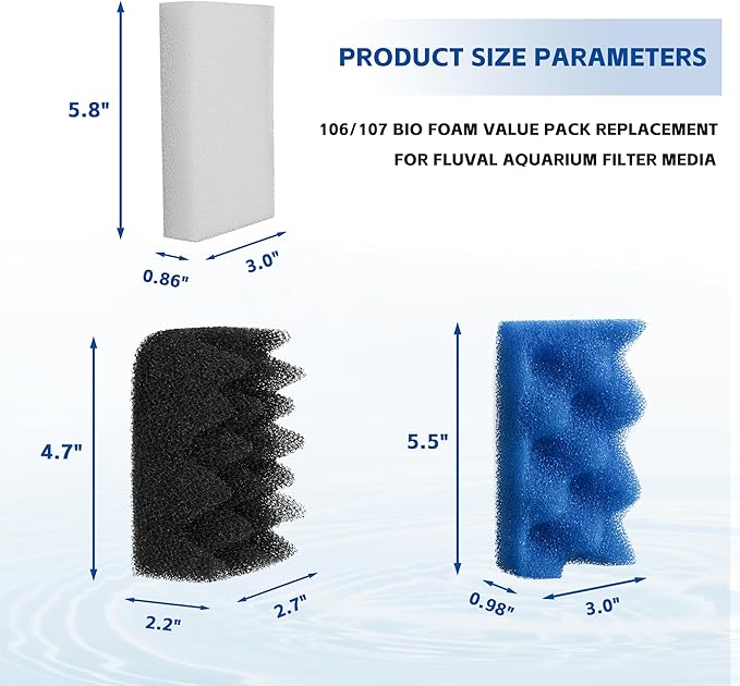 10Pcs Bio Foam Value Pack for Fluval 106/107 Aquarium Filter Media-PawvioPets