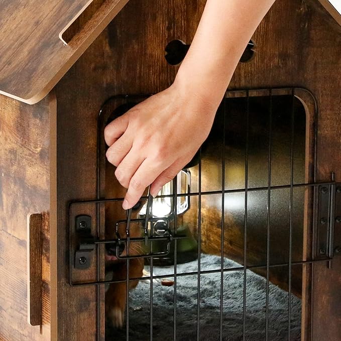 Dog House Indoor for Small Dogs or Cats, Cozy Wooden Design, Small Indoor Bed House, with Air Vents and Elevated Floor Warm Dog Cave (Large Color-2)-PawvioPets