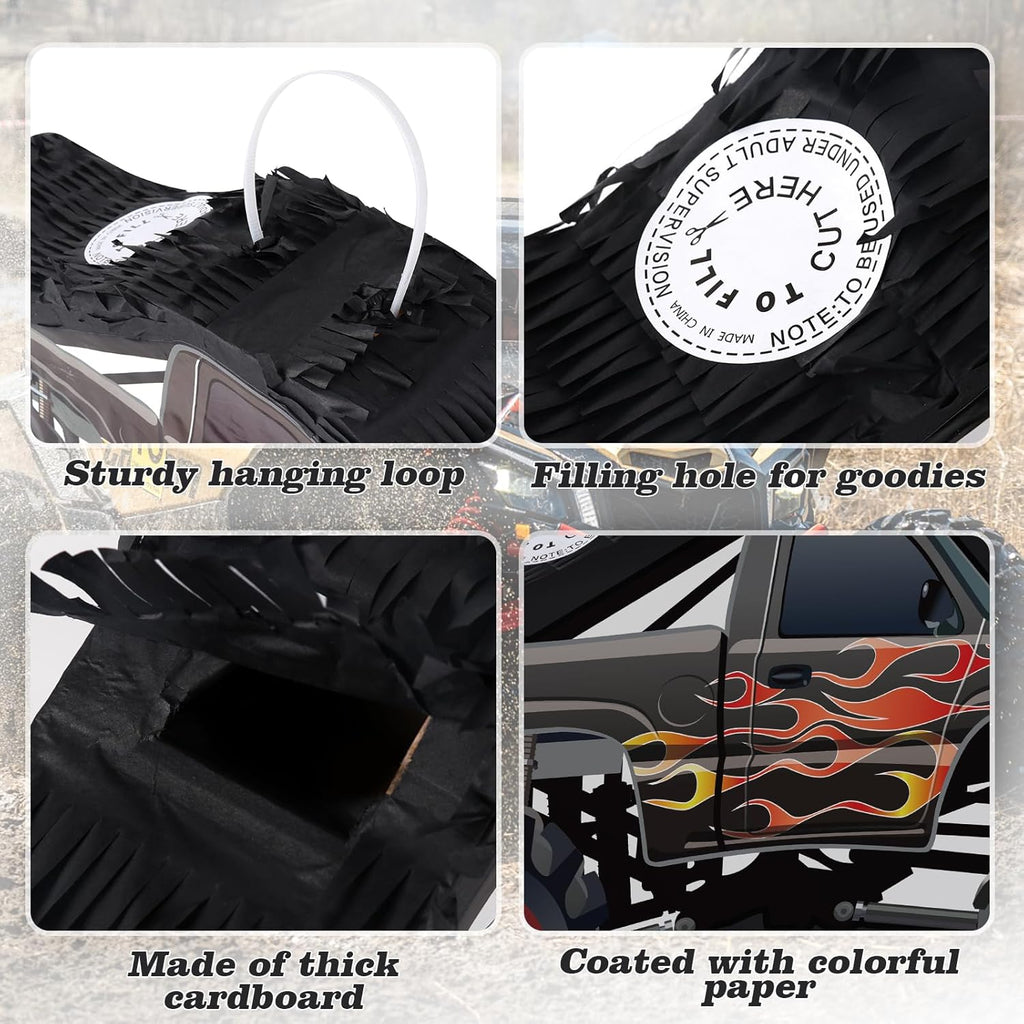 Car Pinata with Stick & Hanging Loop Mexican Pinata Game for Boy Truck Party Decorations Car Theme Birthday Carnival Party Supplies