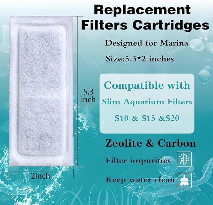 12 Pack of Aquarium Filters for Fish Tank Compatible with Marina Slim S10&S15&20 Replacement Filter Cartridge Activated Carbon bio-Zeolite Fish Tank Cotton Cartridge-PawvioPets
