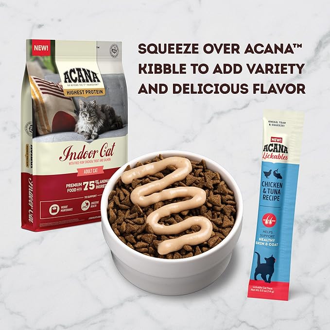 ACANA Lickables Cat Treats Chicken & Tuna Recipe .5oz Tubes (5 Count)-PawvioPets